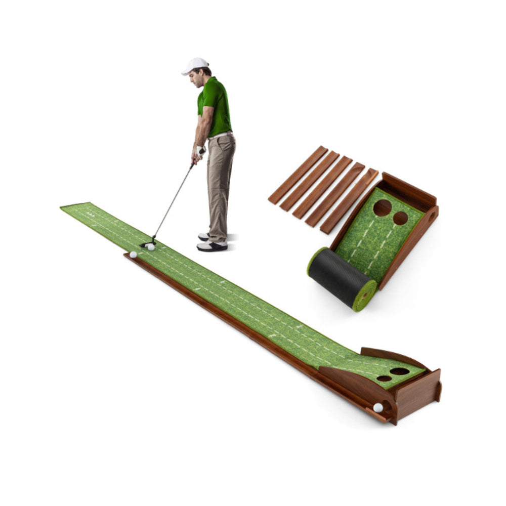 Golf Putting Mat Practice Training Aid With Ball Return And 2 Hole Sizes
